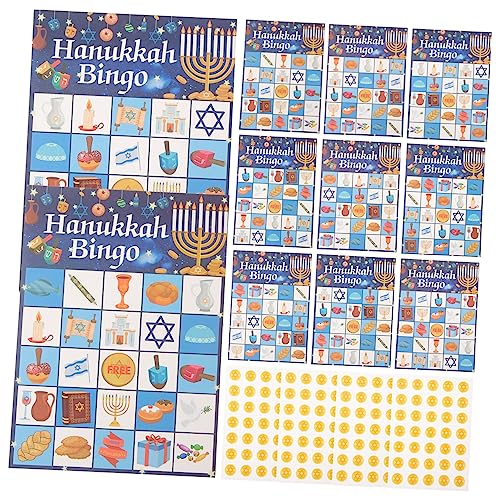 QUMIIRITY 1 Satz Chanukka-Bingo-Spiel Tragbares Bingo Set Gemeinschaftszentren Spielset Anrufer Erwachsene Wörter Chanukka-Party-Bingokarten Zubehör für Chanukka-Partyspiele Papier von QUMIIRITY