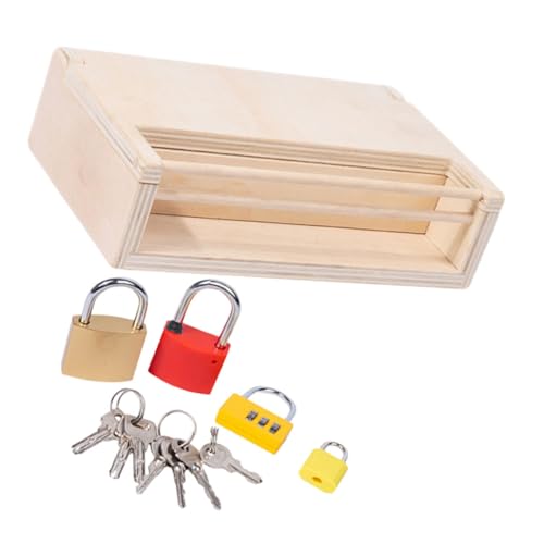 QUMIIRITY 1 Satz Frühe Bildungsschachtel Lernspielzeug Mit Schlüsseln Und Schlössern Schlüssel-schlösser-lernspielzeug Für Kleinkinder Schlüssel-schlösser-lernspielzeug Für Hölzern von QUMIIRITY