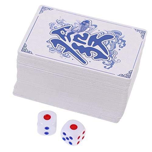 QUMIIRITY 1 Satz Mahjong Kartenset für Reisen Tragbares Chinesisches Mahjong Spielset mit Würfeln für Partys und Zuhause Leicht und Kompakt Fördert Logisches und Hand Augen Koordination von QUMIIRITY