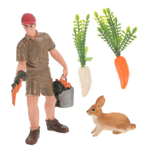 QUMIIRITY 1 Satz Modelle Von Nutztieren Hasenskulptur Karotten-Modell Bauernhof Gartenverzierung Tierische Verzierungen Menschen-Statue Hasendekor Dekorativer Kleiner Hase Plastik von QUMIIRITY