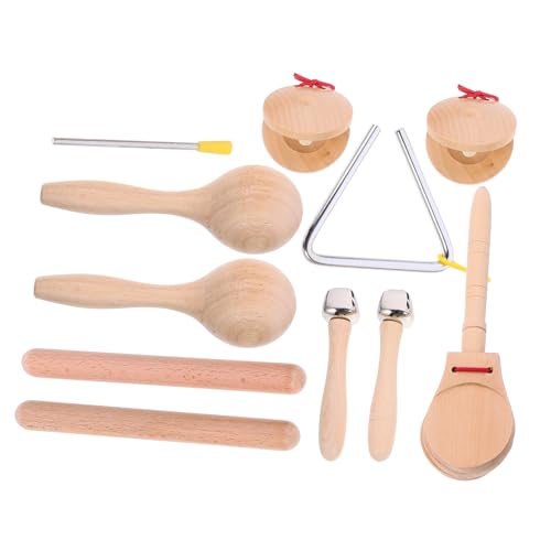 QUMIIRITY 1 Satz Schlagzeug-Instrumenten-Set sensorisch Säuglinge kinderinstrumente musikinstrumente Holzrassel Set Kindermusik Musikinstrumente für Kleinkinder 1-3 Metall von QUMIIRITY