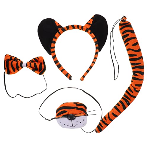 QUMIIRITY Tiger-kostüm-Set Für Jungen Und Mädchen Mit Ohren Und Stirnband Tieranzug Für Halloween-Partys von QUMIIRITY