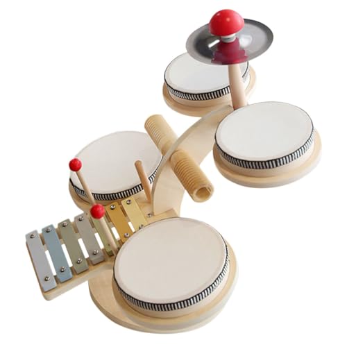 QUMIIRITY 1 Set Kinderschlagzeug Kleinkindgeschenke Kindermusikinstrumente Musikspielzeug Babymusikinstrumente Schlaginstrumente Jazzschlagzeug Für Kinderspielzeug Aus Holz von QUMIIRITY