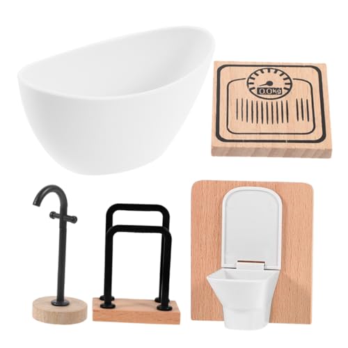 QUMIIRITY Realistische Puppenhaus Zubehör Set Miniatur Badezimmer Szene 5pcs Miniatur Möbel Kit von QUMIIRITY