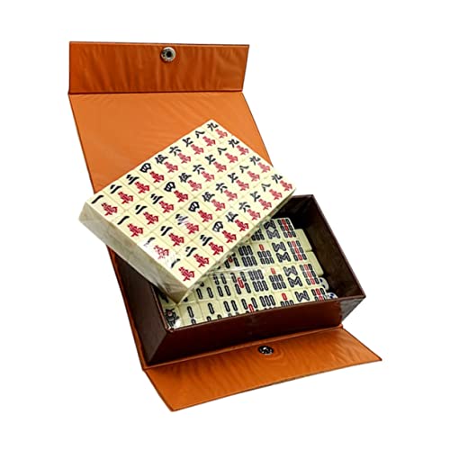 QUMIIRITY Tragbares Mahjong-Reise-Mahjong-spielset Partyspiel Robustes Material Glatte Gravierte Kacheln von QUMIIRITY