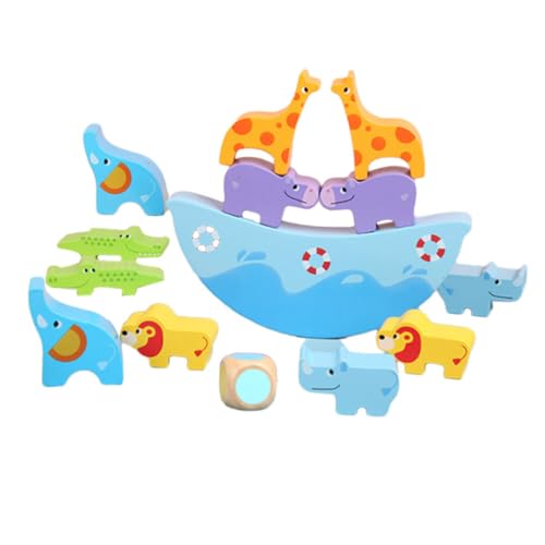QUMIIRITY 1 Set Tumbler Bausteine Cartoon Stapelspielzeug Cartoon Förmige Blöcke Kognitives Tierförmige Bausteine Entzückende Cartoon Stapelblöcke Aus Holz Himmelblau von QUMIIRITY