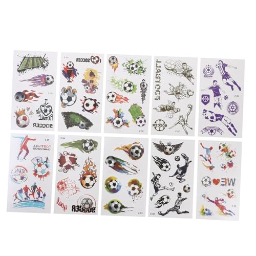 QUMIIRITY 10 Blätter Temporäre Fußball Cartoon Aufkleber Fußball Aufkleber Für Temporäre Körperaufkleber Gefälschte Fußball Temporäre Fußball Aufkleber Papier von QUMIIRITY