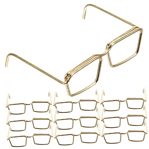 QUMIIRITY 10 STK. Brillengestell Puppenkleid Mini doll Accessories Geburtstagsgeschenk für schnapsgläser Puppenbrille Puppe ohne Brillengläser Stahl Golden von QUMIIRITY