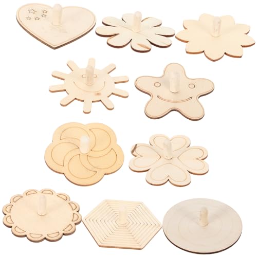 QUMIIRITY 10 Stück Kreiselspielzeug für tragbares Kinderspielzeug unvollendetes Kinderspielzeug lustiger Kinderkreisel aus Holz DIY Holzkreisel hölzern von QUMIIRITY