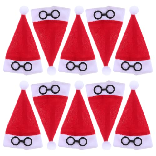 QUMIIRITY 10 Stück Mini Santa Hüte aus Flanell für Kreative Bastelprojekte Weinflaschenabdeckungen und Besteckhalter Festliche Dekorationen für Weihnachten und Feiern Rot QUMIIRITY 10 Stück Mini Santa Hüte aus Flanell für Kreative Bastelprojekte Weinflaschenabdeckungen und Besteckhalter Festliche Dekorationen für Weihnachten und Feiern Rot von QUMIIRITY