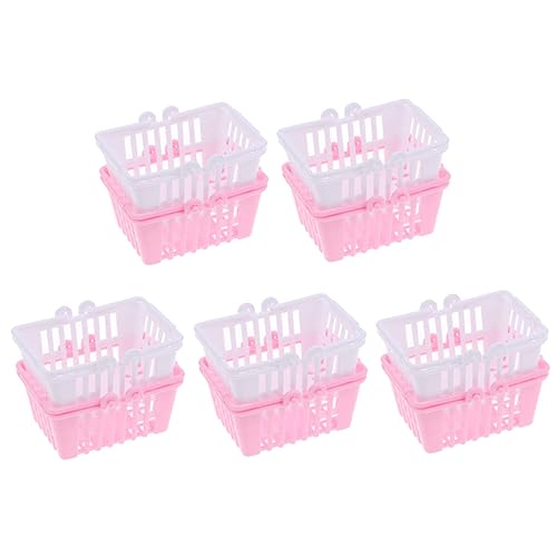 QUMIIRITY 10 Stück Puppen-Einkaufskorb gefälscht Miniatur dekorativ einkaufskorb kindereinkaufskorb entzückender Mini-Korb verschleißfester Kinderkorb Plastik von QUMIIRITY