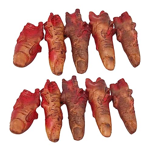 QUMIIRITY 10Stücke Halloween Finger Blutige Abgetrennte Finger Deko Teile Für Gruselpartys Horrorschmuck Für Halloween Requisiten Dunkelrote Fingerdekoration von QUMIIRITY