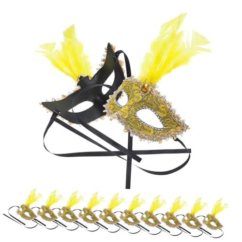 QUMIIRITY 12 Stück Karnevalsmaske Wimperntusche Masken Für Maskerade Weihnachtsmaskerade Schlag Grimassenkostüm Maskerade Für Brillen Maskerade-jahrgang Kostüme Schutzmaske Yellow Feder QUMIIRITY 12 Stück Karnevalsmaske Wimperntusche Masken Für Maskerade Weihnachtsmaskerade Schlag Grimassenkostüm Maskerade Für Brillen Maskerade-jahrgang Kostüme Schutzmaske Yellow Feder von QUMIIRITY