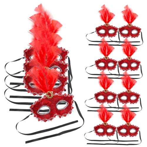 QUMIIRITY 12 Stück Maskerade Maskenrequisiten the hallow halloween mitgebsel wundrrschön LED-Maske Maskerade für Frauen rot halloween deko Karnevalsmaske prop Cosplay-Maskerade-Masken Feder QUMIIRITY 12 Stück Maskerade Maskenrequisiten the hallow halloween mitgebsel wundrrschön LED-Maske Maskerade für Frauen rot halloween deko Karnevalsmaske prop Cosplay-Maskerade-Masken Feder von QUMIIRITY