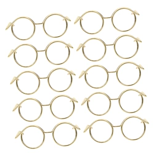 QUMIIRITY 12 Stück Mini-brillenspielzeug Rahmenlos Rand Party Winzig Weiß Kleine Puppenbrille Felgen Brille Verkleiden Miniatur Sonnenbrille DIY-puppenkleid Golden Metall von QUMIIRITY