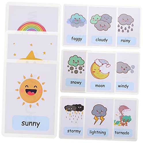 QUMIIRITY 12stücke Flashkarten Für Mädchen Lernkarten Frühen Mit Sichtwörtern Wasserfest Und Doppelseitig Für Kindergartenklasse Für Erlernen Von Wetterbegriffen von QUMIIRITY
