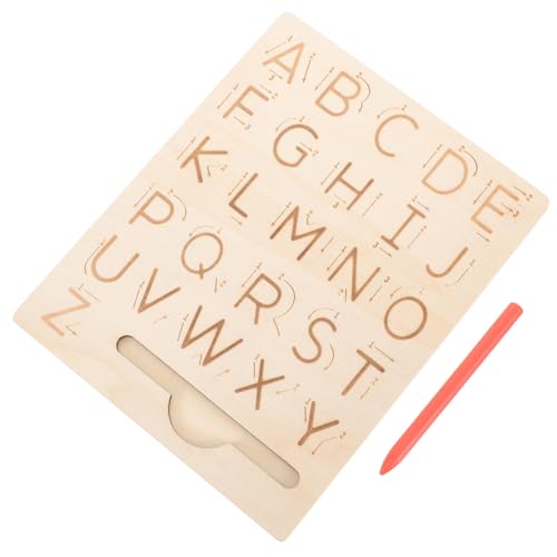 QUMIIRITY 1Satz Montessori Lernspielzeug für Doppelseitiges Holz Schreib und Zeichenbrett mit Buchstabenschablonen Sicheres und Kreatives Konzentration von QUMIIRITY