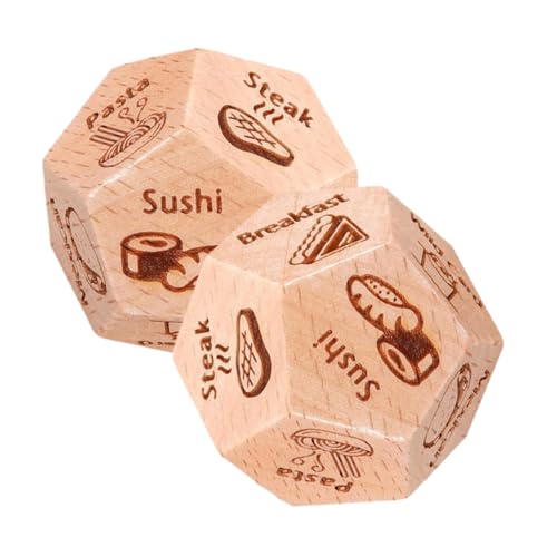 QUMIIRITY 2 Stück Lebensmittelsieb holzspielsachen holzsteckwürfel Spiele für junggesellinnenabschied Party Spiele Present Ideas Essen Partyspielwürfel hölzern Light Brown von QUMIIRITY