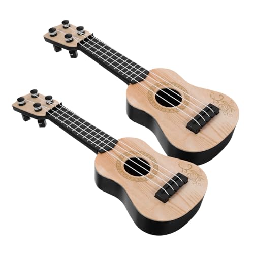 QUMIIRITY 2 Stück Mini-Ukulele Instrument Lehrreich Musical Anfänger Miniatur Ukulele-Modelle Kleines Gitarrenmodell Simulations-Ukulele Kleinkind Ukulele Beige Plastik von QUMIIRITY
