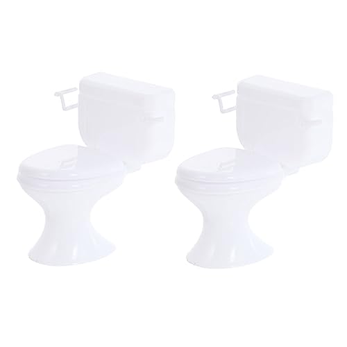 QUMIIRITY 2 Stück Miniatur Toiletten für Puppenhaus Teiliges Weißes Badezimmer Zubehör Realistische Mini Wc Dekoration für Langlebig und Sicher von QUMIIRITY