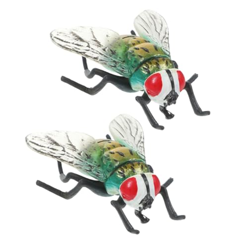 QUMIIRITY 2 Stück Realistische Fliegen Simulierte Insekten für Halloween Prank Requisiten und Lernspielzeug Hochdetaillierte Nachbildungen für Partys von QUMIIRITY