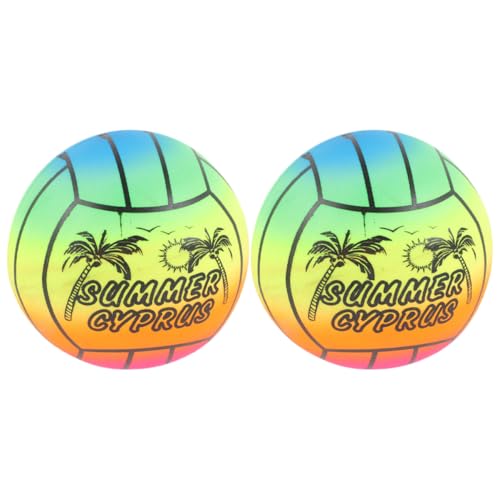QUMIIRITY 2 Stück Regenbogen Volleyballspiel Pool Basketballkorb Aufblasbar Motorisiert Pool Schwimmring Aufblasbarer Strand Pool Volleyball Spielplatzball Kleinkind Kleine Bälle von QUMIIRITY