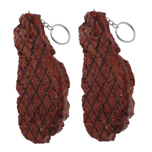 QUMIIRITY 2 Stück Teiliges Realistischer Steak Schlüsselanhänger PVC Imitation für Taschen und Rucksäcke Einzigartige Kreative Dekoration für Food Enthusiasten und Sammler von QUMIIRITY