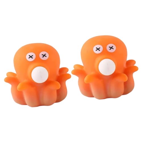 QUMIIRITY 2 Stück kneifen Cartoon-Squeeze- sensorisches simuliertes Krakenspielzeug tragbares Quetschspielzeug Oktopus-Zappelspielzeug Orange von QUMIIRITY