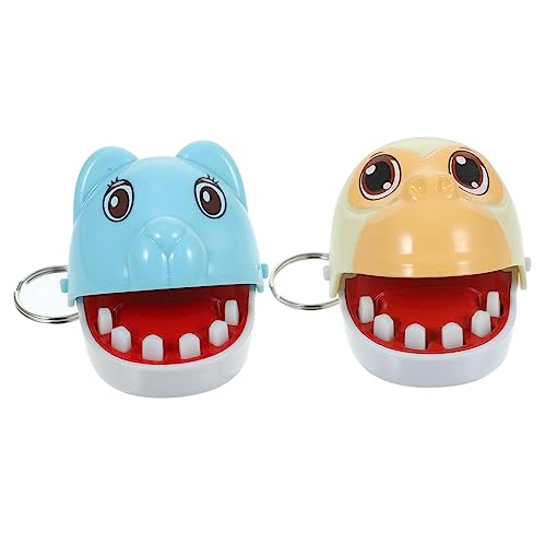 QUMIIRITY 2 Stück tierischer Schlüsselanhänger Zähne Spiel für Partygeschenke Zahn Junge Babys Halskette kauen kniffliges beißende Fingerspiele Plastik von QUMIIRITY