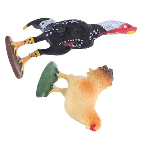 QUMIIRITY 2 Stücke Bauernhof Huhn Tierfiguren Realistische Henne Und Hahn Modelle Kunststoff Miniatur Bauernhof Tiere Pädagogisches Für Mini Garten von QUMIIRITY