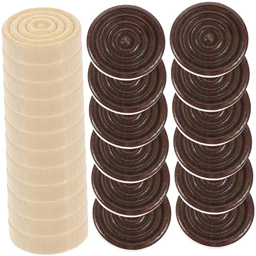 QUMIIRITY 24Stücke Holz Backgammon Spielsteine Für Brettspiel Zubehör Holzfarbe Für Schachbrett Und Backgammonspiele von QUMIIRITY