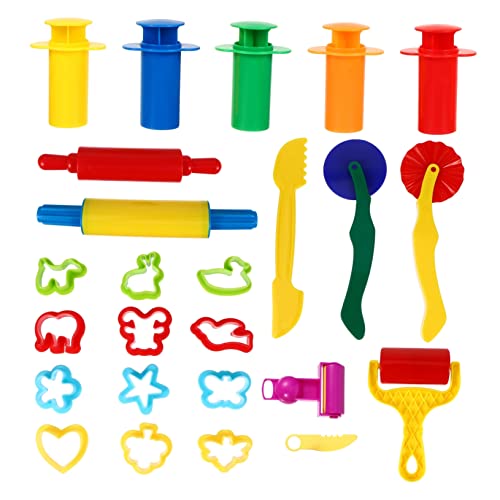 QUMIIRITY 25 Stück Teiliges Knete Set für Bunte Knetwerkzeuge DIY Formen und Zubehör für Kreatives Spiel für Vorschule und Kindergarten Sicher und Praktisch von QUMIIRITY