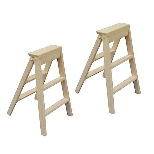 QUMIIRITY 2pcs Mini Creative Leitern Mini House Miniatur Faltbare Holzleitern Für Kinder, Die Puppenhaus Spielen von QUMIIRITY