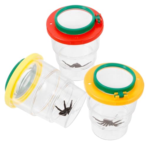 QUMIIRITY 3 Stück Insektenbeobachtungsbehälter mit Lupe Transparente Vergrößerungsbox für Naturerkundungen und Wissenschaftliche Experimente von QUMIIRITY