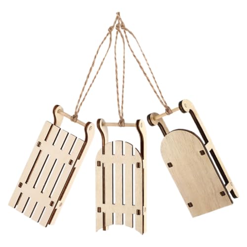 QUMIIRITY 3 Stück Miniatur-Schlitten Aus Holz: Weihnachtsschlitten-anhänger, Ornament, DIY-bastelmodell, Weihnachtsbaum-Dekoration – Für Ferienhaus, Kaminsims, Tür, Bücherregal QUMIIRITY 3 Stück Miniatur-Schlitten Aus Holz: Weihnachtsschlitten-anhänger, Ornament, DIY-bastelmodell, Weihnachtsbaum-Dekoration – Für Ferienhaus, Kaminsims, Tür, Bücherregal von QUMIIRITY