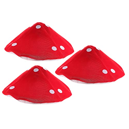 QUMIIRITY 3 Stück Pilzhut Partyhut für Kostüm für lustig Pilzmütze Cosplay-Hut für kinderkostüme igelkostümkinder rollenspiele Pilzkappen Hut Cosplay Stoff rot von QUMIIRITY