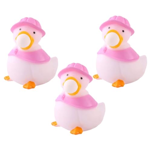 QUMIIRITY 3 Stück Prise Musik Mini-Enten Neuheit Dehnbares Gans Karikatur Kaninchen Ratte Frosch Zappelspielzeug Tierisches Quetschspielzeug Partygeschenke PVC Rosa von QUMIIRITY