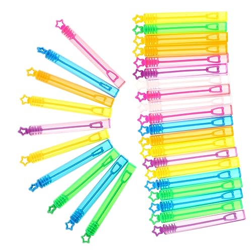 QUMIIRITY 30 Stück Leere Flasche Blasenrohr Bubble -Zauberstäbe Party Seifenblasenbehälter Leere Blasenstäbe Seifenblasenmacher-Sticks Leere Zauberstabflasche Plastik von QUMIIRITY