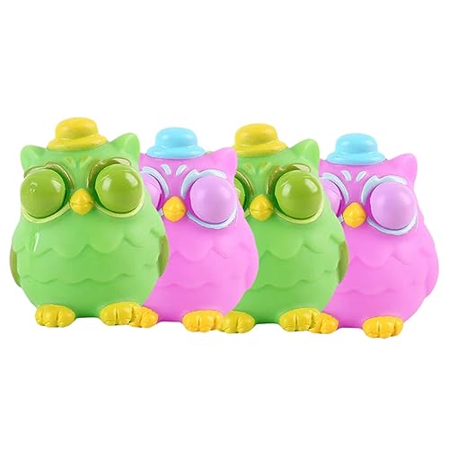 QUMIIRITY 4 Stck. Pop-Eyed Eule Eulenquetschspielzeug Druckentlastungsspielzeug Eulen-Squeeze- Kinderspielzeug Zum Stressabbau Quetschspielzeug in Eulenform PVC von QUMIIRITY