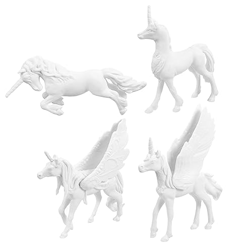QUMIIRITY 4 Stück Einhornmodell zum Bemalen Unicorn Toys for Kreatives für Einhornspielzeug für Mädchen Einhorn-Graffiti- Mädchen Vinyl Weiß von QUMIIRITY