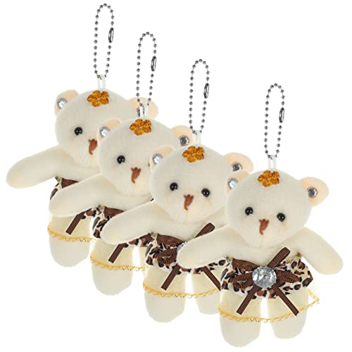 QUMIIRITY 4 Stück Hochzeitsbär Bär Für Kuchen Junge Plüsch Party Braut- Dekorativ Klein Dekoration Miniatur Bären Blumenstrauß DIY Liefert Abschluss Bär Leopard Pp Baumwolle von QUMIIRITY