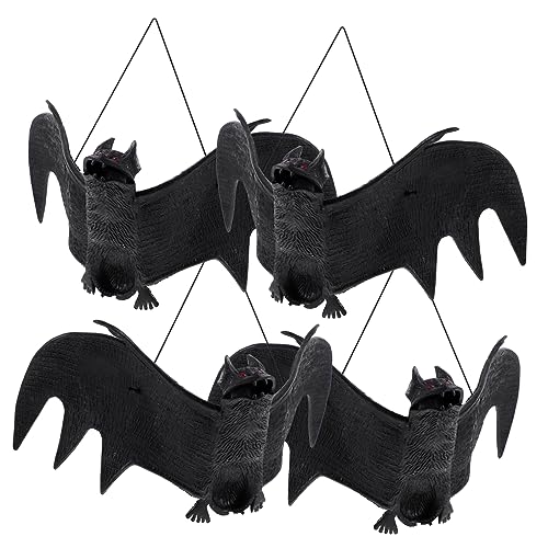 QUMIIRITY 4 Stück Simulation Fledermaus Anhänger Halloween Dekorationen Realistische Gruselige Fledermäuse Lichter Batteriebetriebener Anhänger Für Halloween Baum Fledermaus von QUMIIRITY