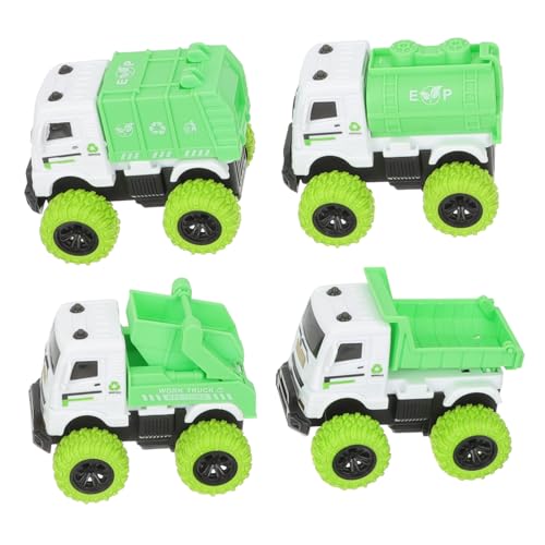 QUMIIRITY 4 Stück Teiliges Set von Spielzeugautos Rückziehbare Müllfahrzeuge für Jungen Kreativität und Motorischen Fähigkeiten von QUMIIRITY