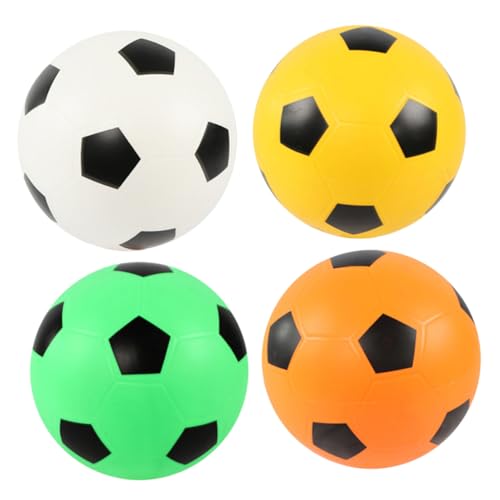 QUMIIRITY 4 Stück Weicher Fußballspielzeug für Bouncy Ball Weiß Gelb Orange und Grün für Drinnen und Draußen Fördert Sportliche Aktivitäten und Familienspaß von QUMIIRITY
