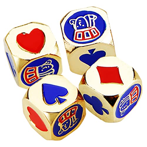 QUMIIRITY 4 Stück Würfelspielzeug Aus Metall Poker Spiel Club- - Ästhetischer Ästhetisches Würfelspielzeug Karneval Handbemalte Metallwürfel von QUMIIRITY
