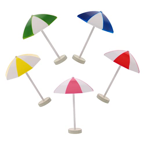 QUMIIRITY 5 Stück Miniatur Umbrella Deko Mini Sonnenschirme für DIY Hawaiianische Partys und Mikro Landschaften Realistische Strand Dekoration Rot Blau Gelb Rosa Grün von QUMIIRITY