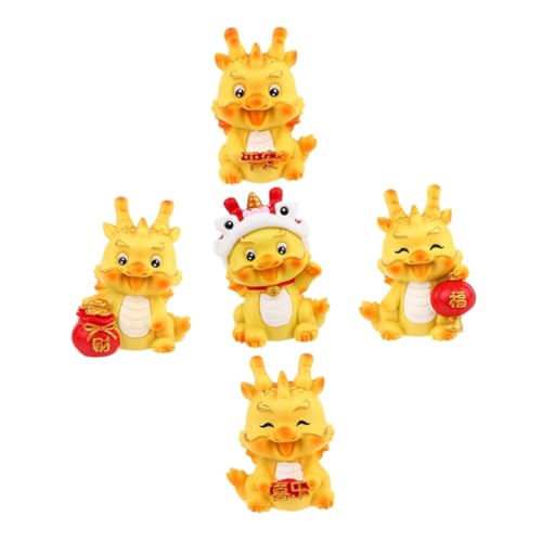 QUMIIRITY 5 Stück Nationale Trendige Ornamente Chinese Dragon tooniesfiguren zärtlich gartendeko wohnaccessoires Drachen chinesischer Harzdrache Kleiner Drache Autodekoration Mini-Drache von QUMIIRITY