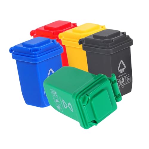 QUMIIRITY 5 Stück Puppenhaus Mini Sortiermülleimer Mülltonne Mülleimer mit Deckel für kinderspielzeug scheibengardinen simulierter Mülleimer kleines mülleimer Modell von QUMIIRITY