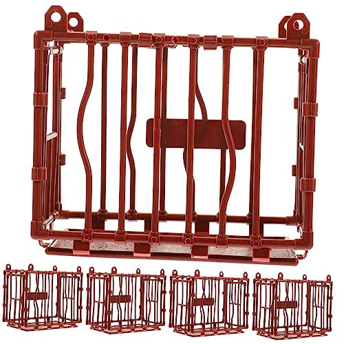QUMIIRITY 5 Stück Stabiles Haustier Laufstall Miniaturkäfigfiguren Meerschweinchenkäfig Zwinger Tierkäfig Tierkäfig Dekoration Käfigverzierung Mini-Hauskäfig Plastik rot von QUMIIRITY
