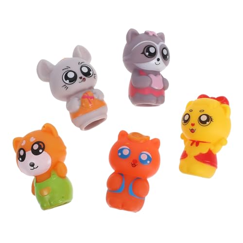 QUMIIRITY 5 Stück Vinyl-Tier-fingerpuppenfiguren, Cartoon-mini-tierpuppen Für Rollenspiele Und Geschichtenerzählen, Neuartige Fingerpuppen Als Gastgeschenke Für Geburtstagspartys von QUMIIRITY
